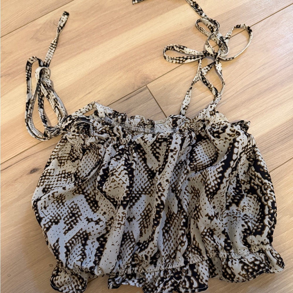SHEIN Snake Print Tank Top - Black and Tan